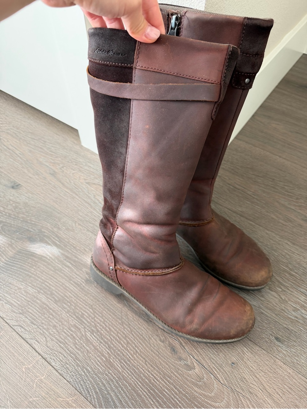 Women’s Eddie Bauer brown tall booties waterproof leather size 7.5